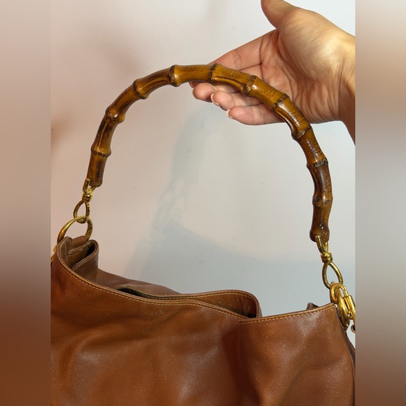 Vintage Gucci Bamboo Top Handle Hobo Shoulder Bag - Picture 2 of 15